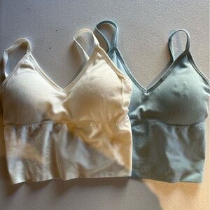 Cream and Light Green Bralette Set
